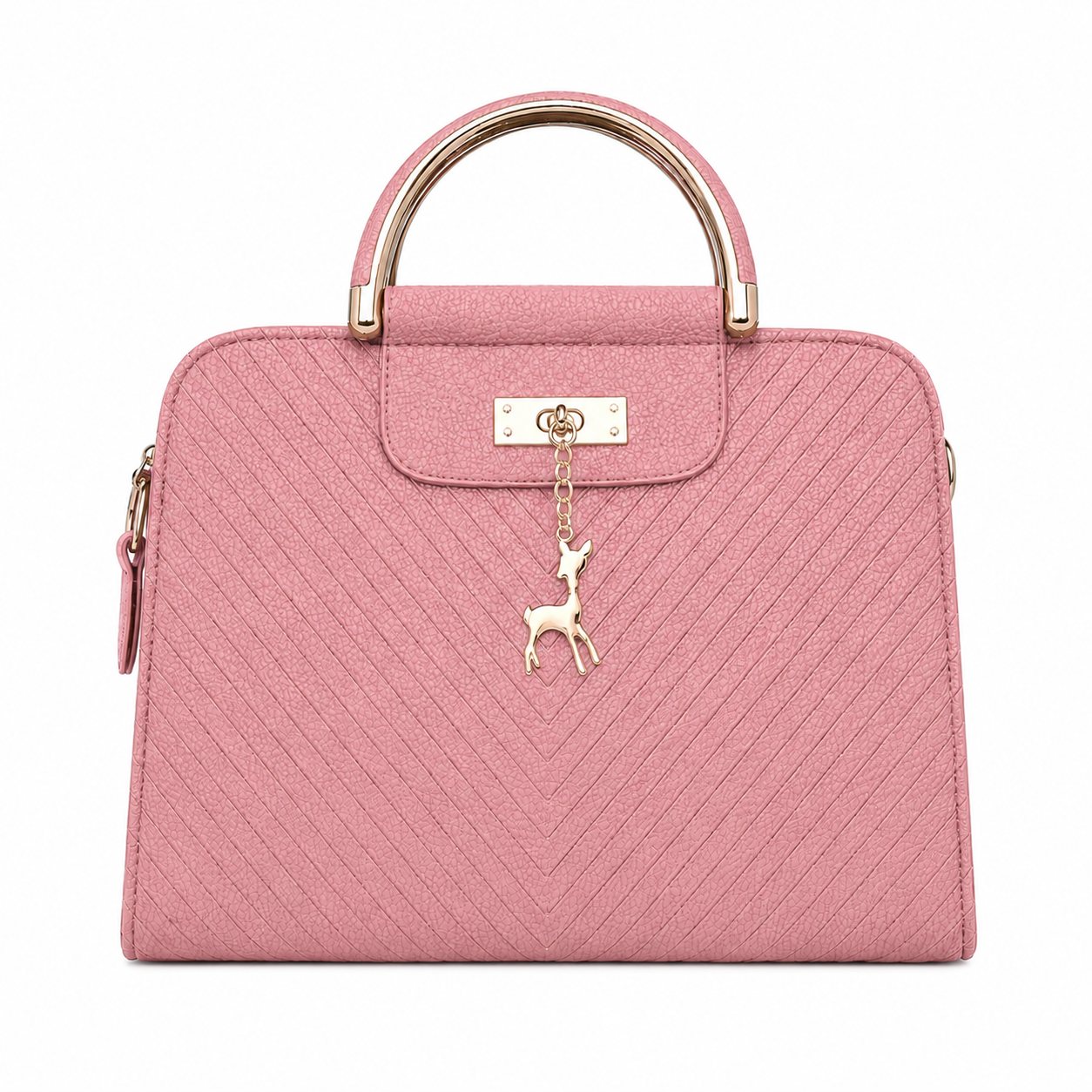 Bagmo Women's Pink Structured Satchel Handbag