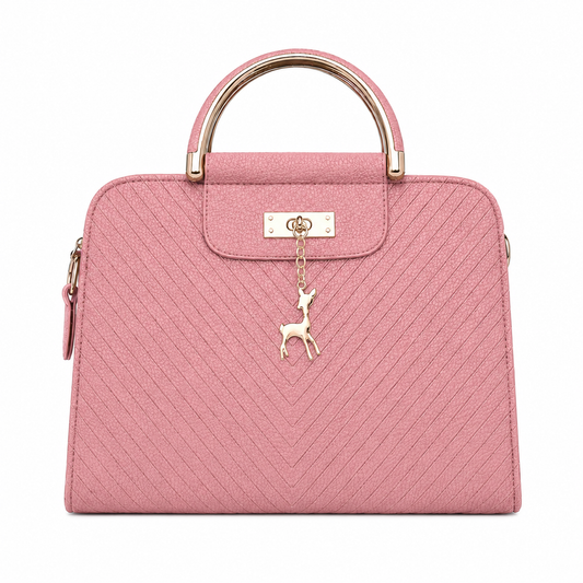 Bagmo Women's Pink Structured Satchel Handbag