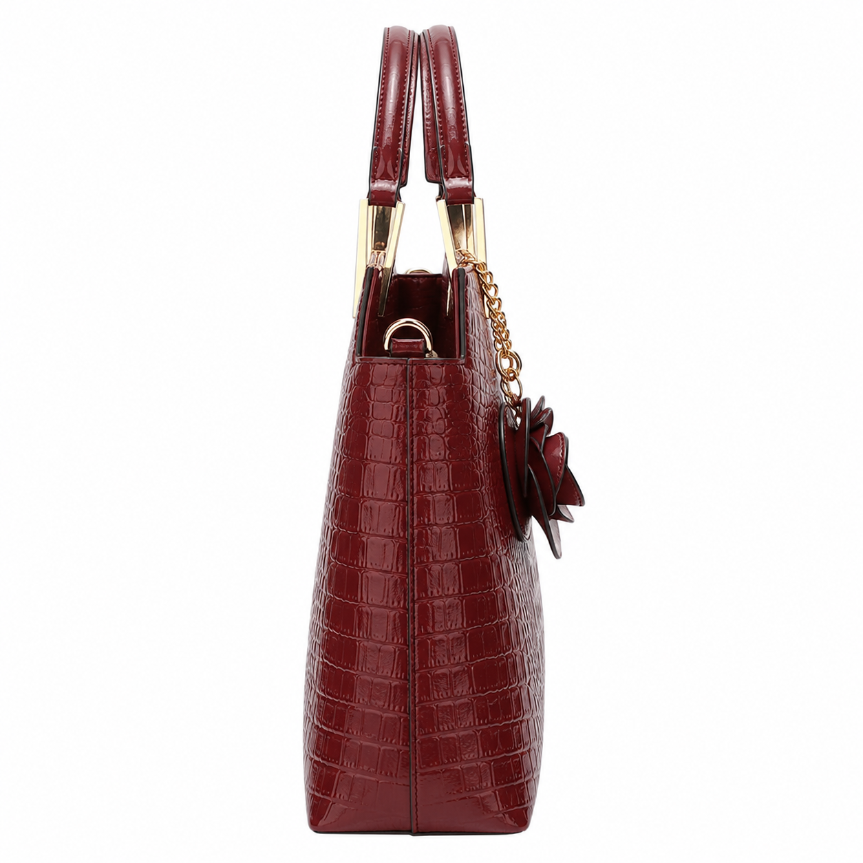 Bagmo Women's Burgundy Faux Leather Satchel Tote Handbag